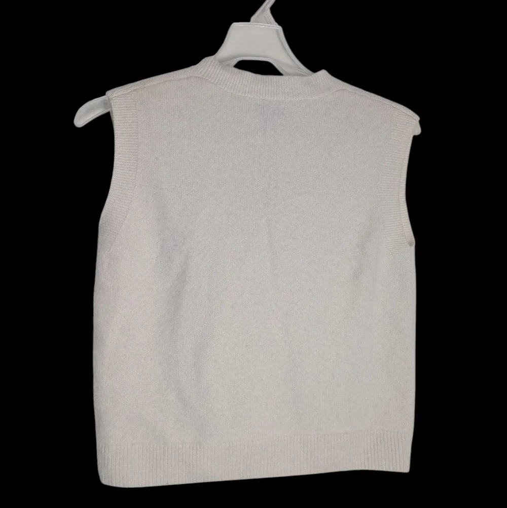 Womens 100% Cashmere‎ Sweater Vest Button Front Ivory Neutral Quiet Luxury XL - Picture 6 of 6